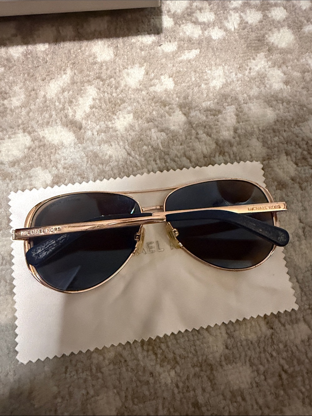 Michael Kors Rose Gold Aviator Sunglasses with Dark Lenses